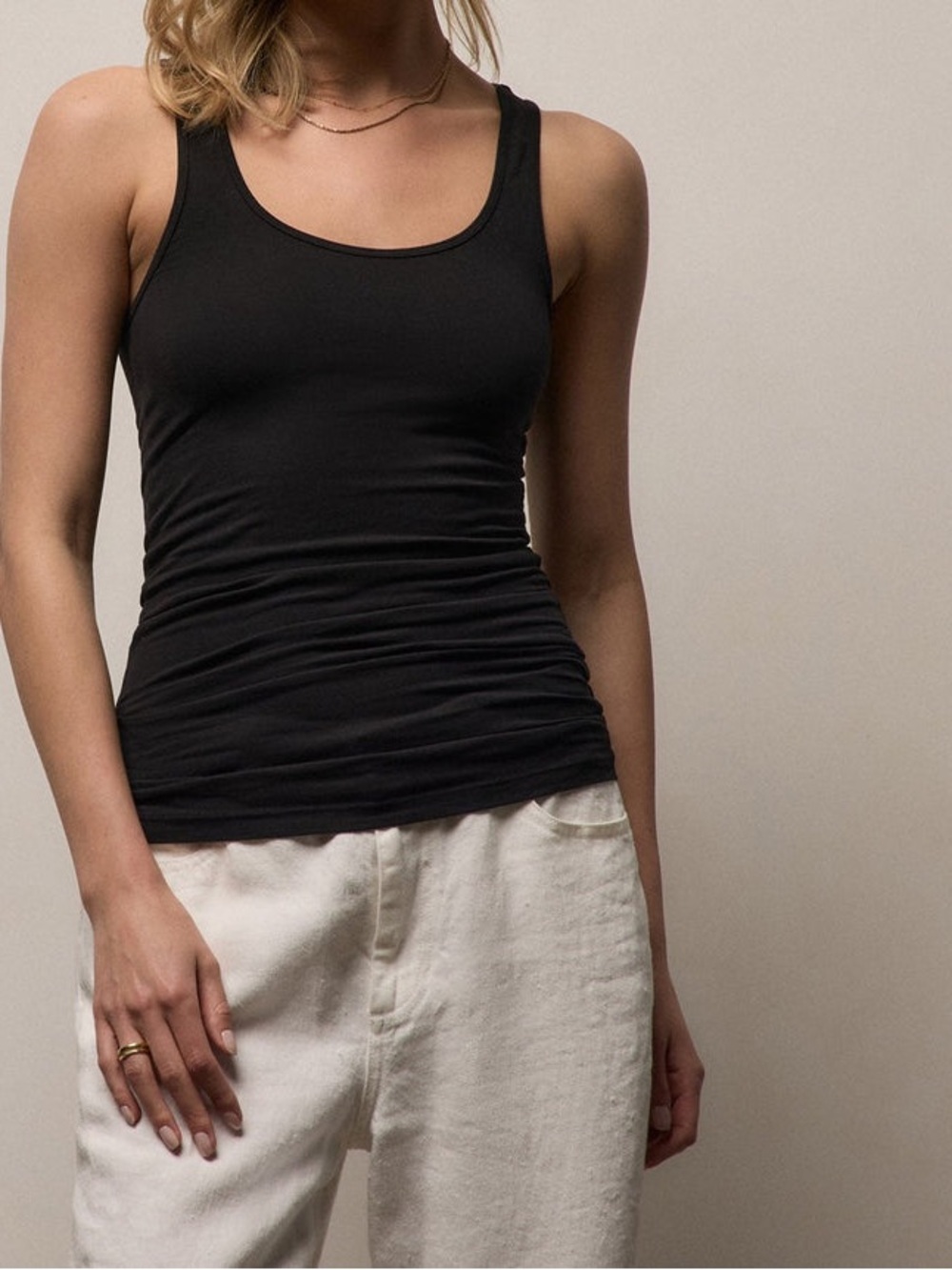 James Perse Long Jersey Tank Top Womens Size 0 /XS Black Made in USA Minimalist